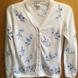 Karen Kane embroidered beaded cardigan PP